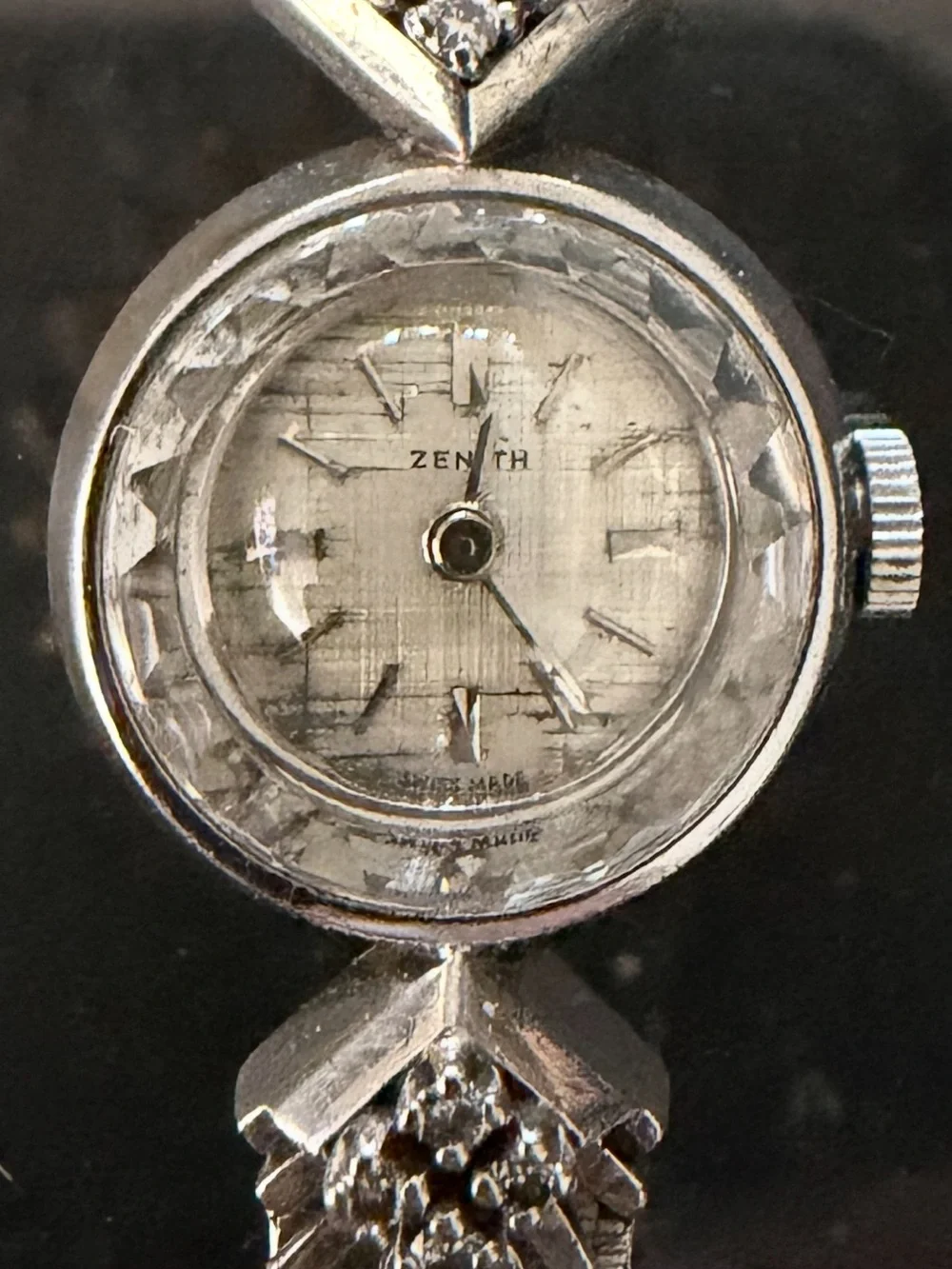 Zenith white gold with diamonds -Ladies Dress Watch . 1950’s cocktail watch.
